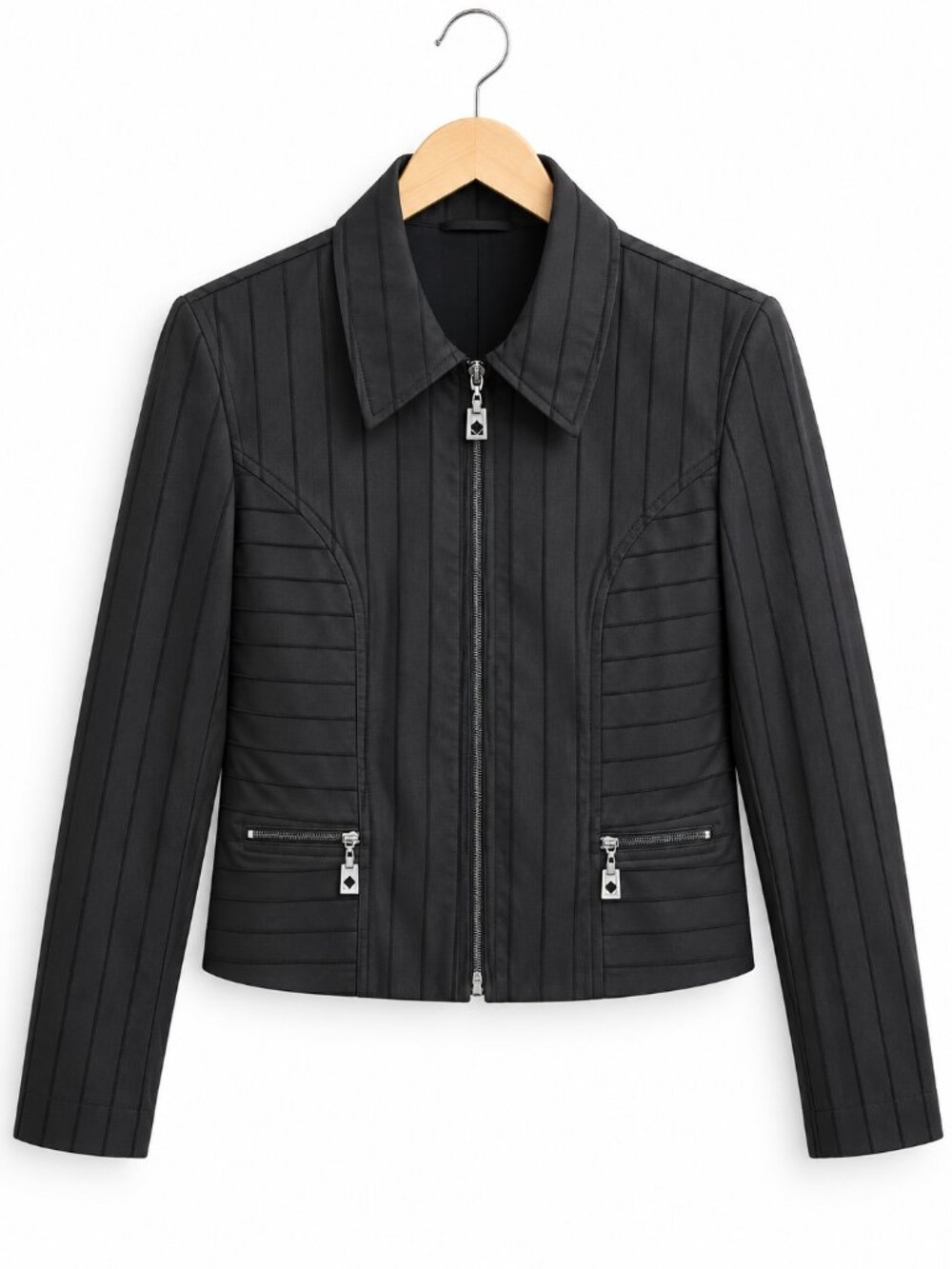 JOSEPH RIBKOFF | Brown & Black Striped Zip Up Jacket – Women’s Size 10 - Picture 2 of 8